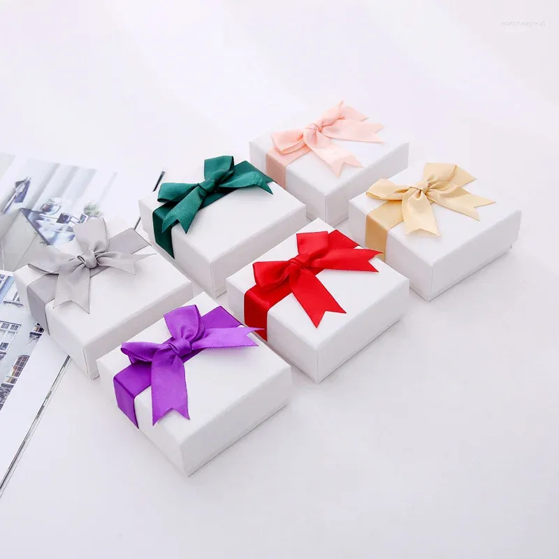 Jewelry Pouches Fashion Ribbon Box Bownot Earrings Bracelet Pendant Display Holder Christmas Packaging Gift Necklace Cases