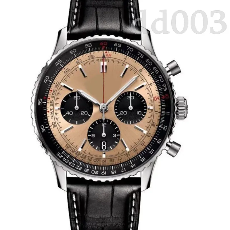 Orologi di design di alta qualità luminoso orologio moda cinturino in pelle nero de luxe regali di festa orologio di lusso 50mm tutto quadrante lavoro SB046 C23