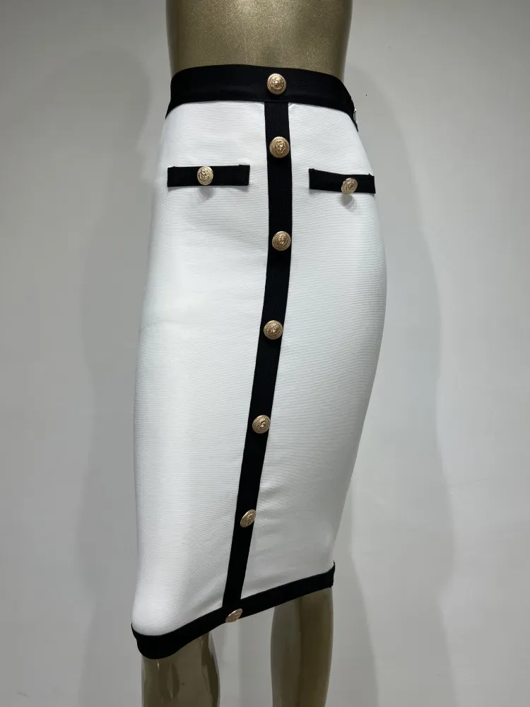 White high waisted bandage cheap skirt