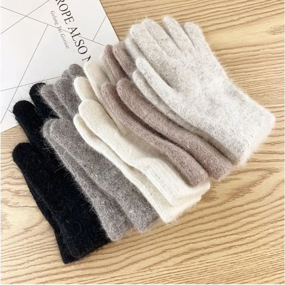 Fünf-Finger-Handschuhe, elastische Vollfinger-Handschuhe, warm, dick, Radfahren, Fahren, modisch, für Damen und Herren, Winter, warm, gestrickt, aus Wolle, Outdoor-Handschuhe, 231120