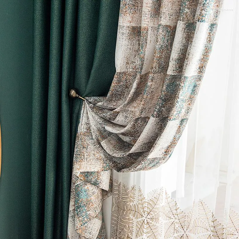 Gordijngordijnen voor levende eetkamer slaapkamer op maat Jacquard stiksels modern minimalistisch luxe groen raamdecoratie