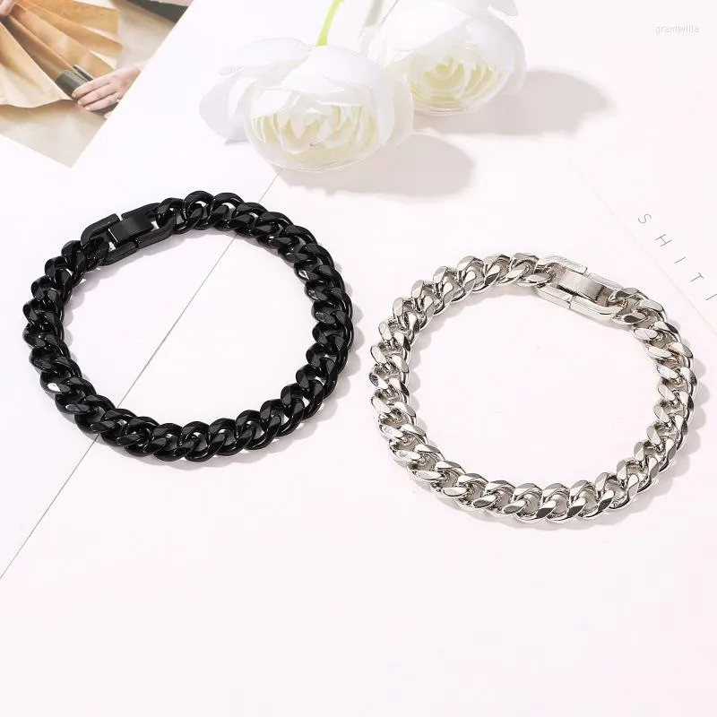 Link Bracelets Alloa Coreia Bracelete de Hip Hop Grosta para homens e mulheres unissex Simple punk jóias de mão legal Girl Presente 2023