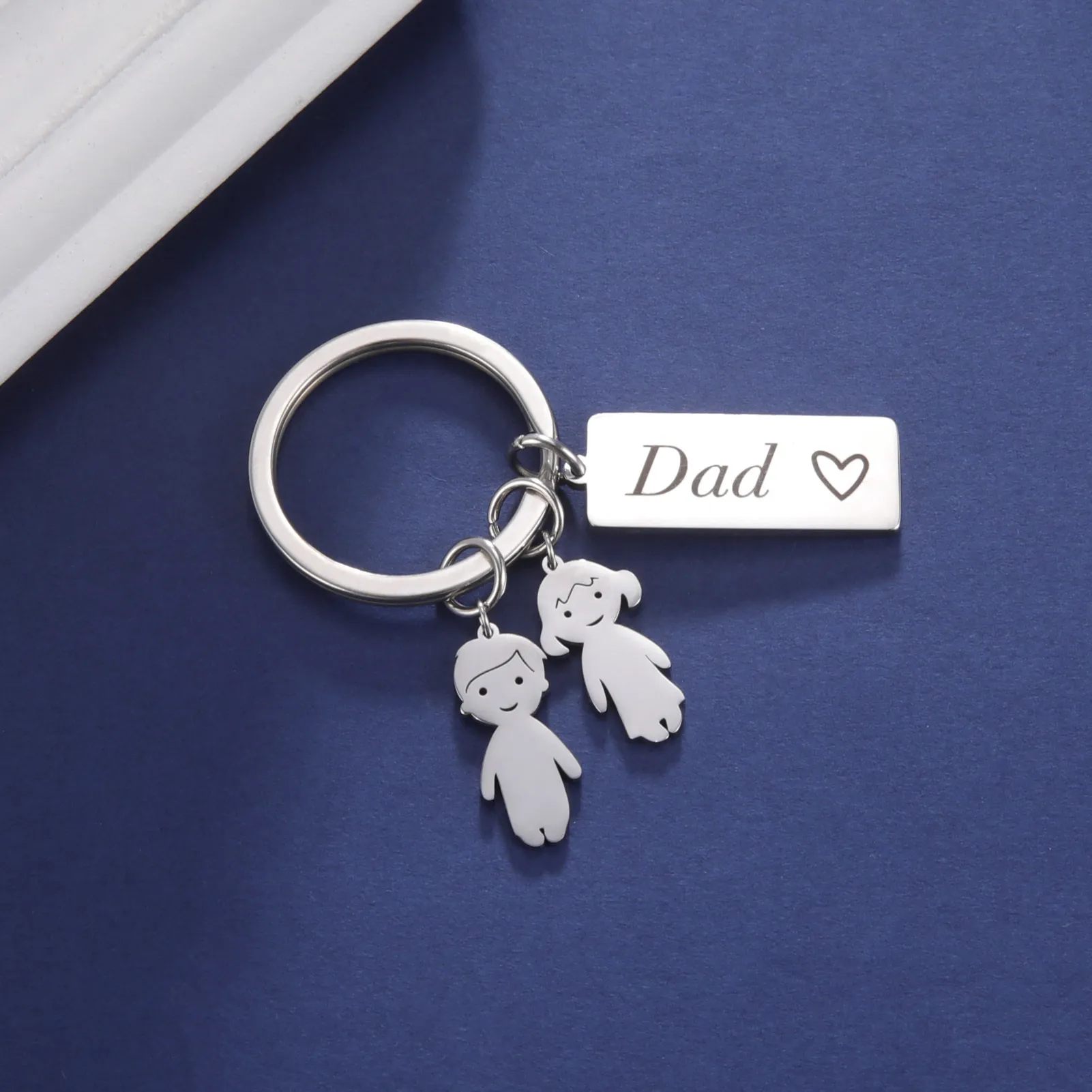 Porte-clés papa garçons et filles, pendentif de modélisation, en acier inoxydable, cadeau pour hommes et femmes, bijoux