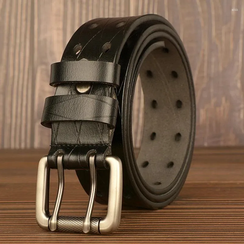 Cinture Cintura classica a doppia fila con foro allargato Abito da uomo Jeans casual vuoti regolabili Cintura Bbusiness Accessori maschili