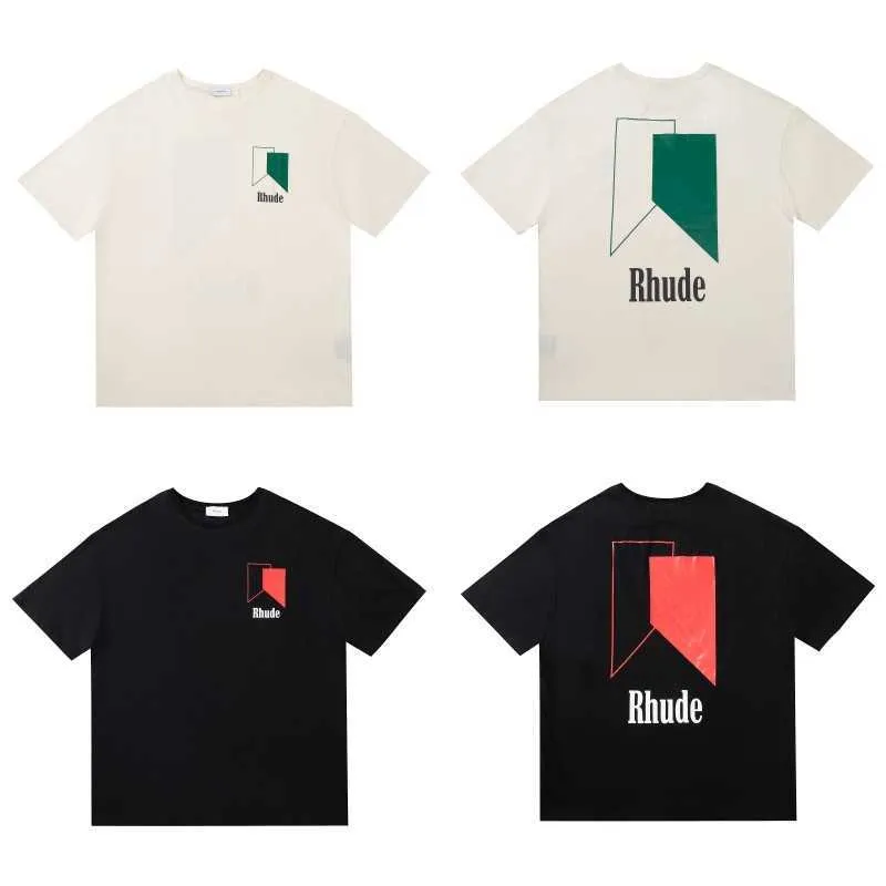 Designer Fashion Clothing Tees TShirts Geometric Print High Street Loose Oversize Couple Wear Men's Women's Trend Brand Rhude T-shirt Tops Cotton Streetwear