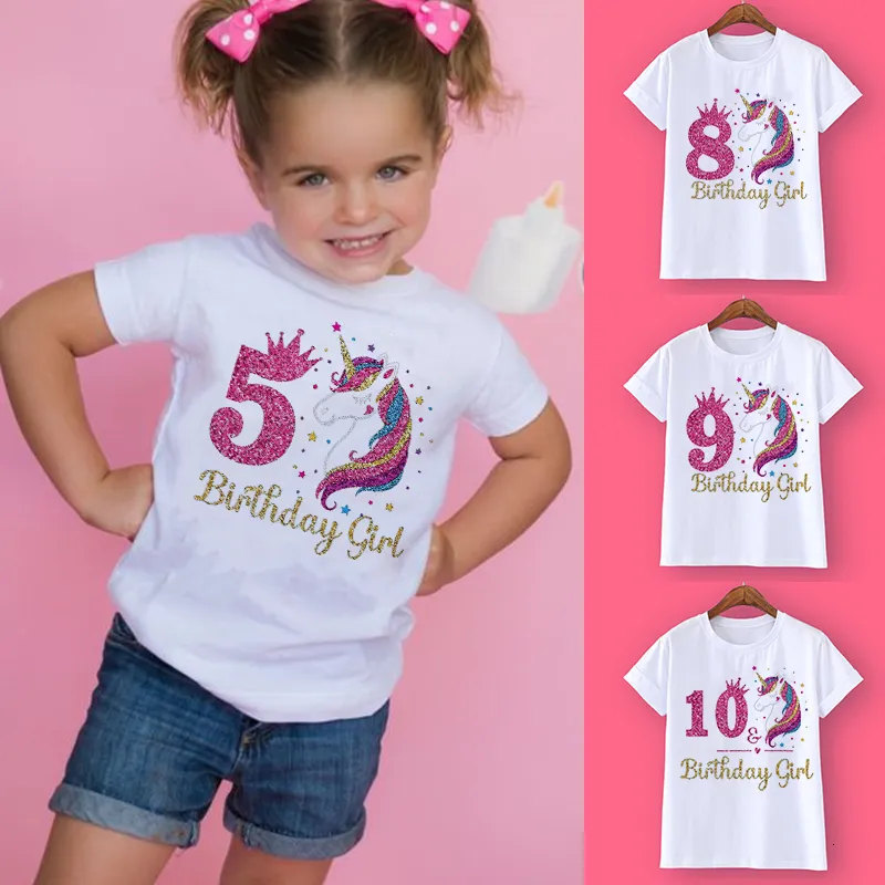T Shirts Unicorn Birthday Shirt 1 12 T Wild Tee Girls Party T Theme Kleding Kids Geschenken Fashion Tops T -shirt 230420