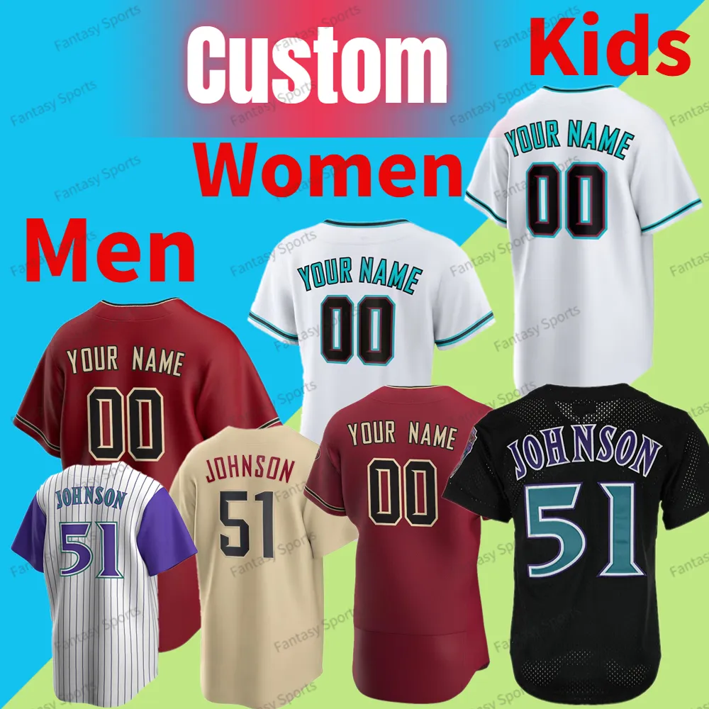 Custom 51 Randy Johnson Baseball Jersey Madison Bumgarner Luis Gonzalez Jersey 32 Chris Devenski 2 Starling Marte Ketel Eduardo Retro Escobar Mesh Men Women Kids