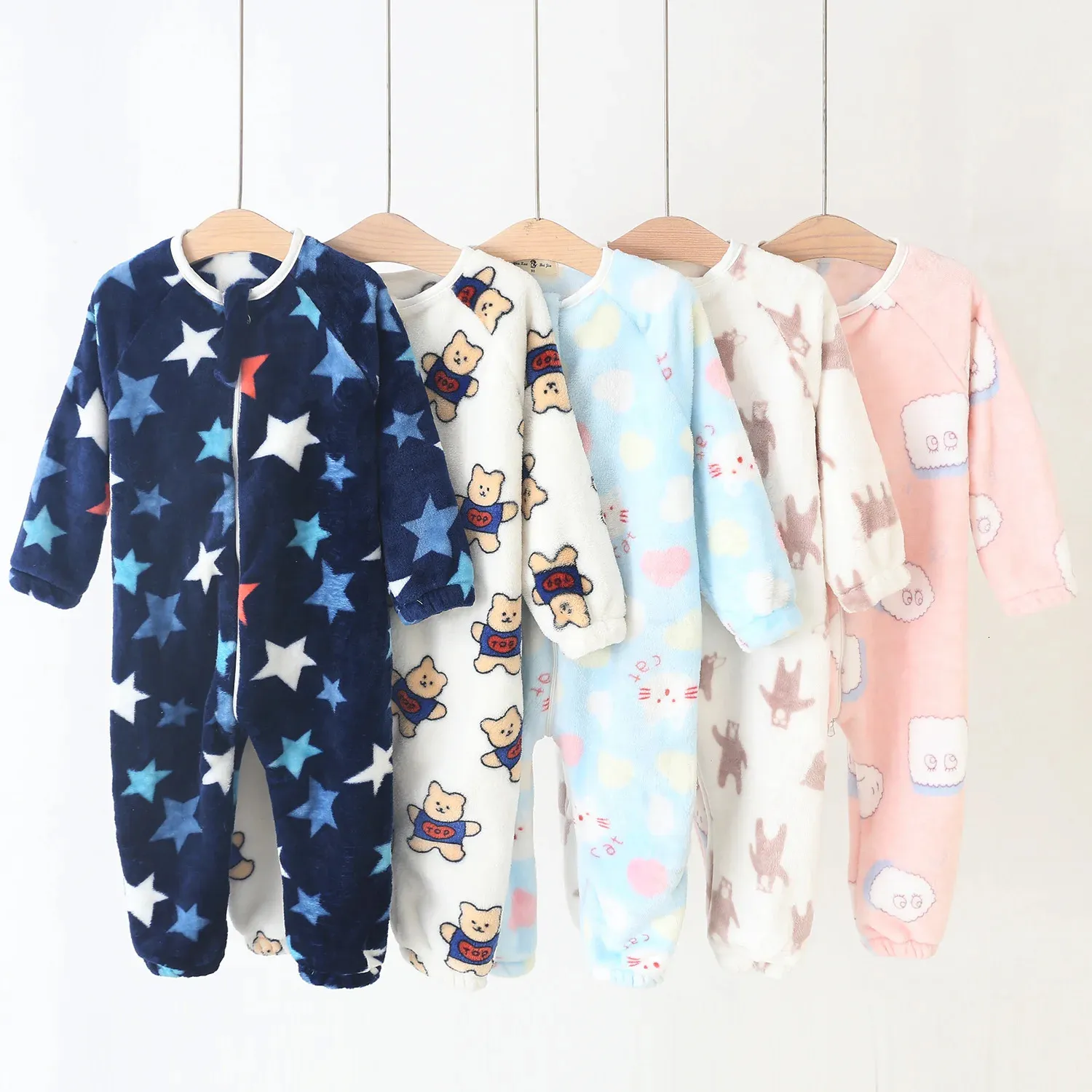 Pajamas Baby For Boys Girls Thick Warm Pajama Autumn Children Flannel Onesies Jumpsuits Winter Kids Cartoon Blanket Sleepwear 231120