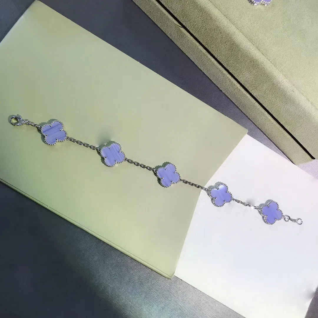 braccialetto di fascino del progettista del trifoglio di amore di marca di lusso per le donne pietra viola chiaro bling diamante tacchino coerente tennis unghie insegnanti braccialetti regalo di gioielli