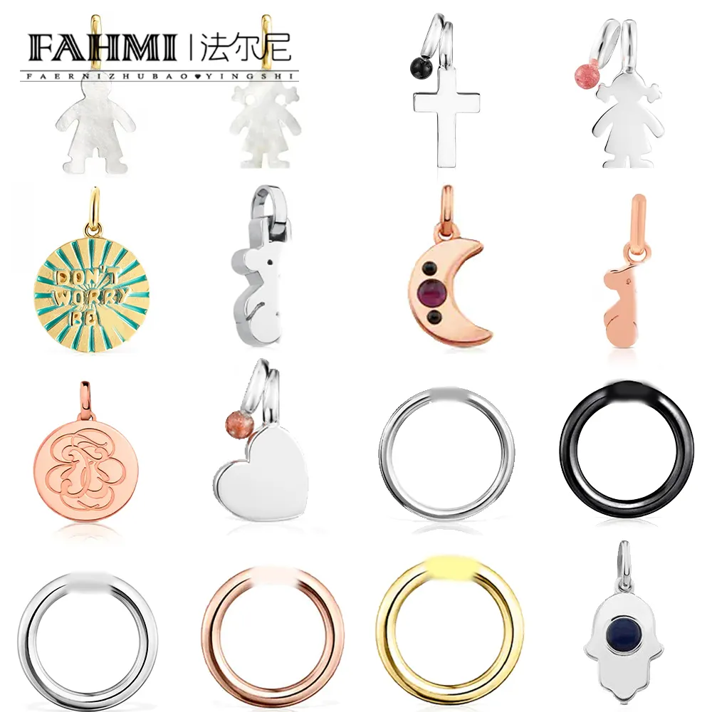 FAHMI Exquisite charm moon round heart shaped round bear fan shaped gold rose gold silver Special gifts for Mother Wife Kids Lover Friends