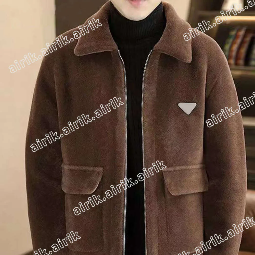 Cappotto di pelliccia di visone di fascia alta del nuovo designer Giacca con cerniera antivento da uomo invernale in pelle spessa con risvolto corto