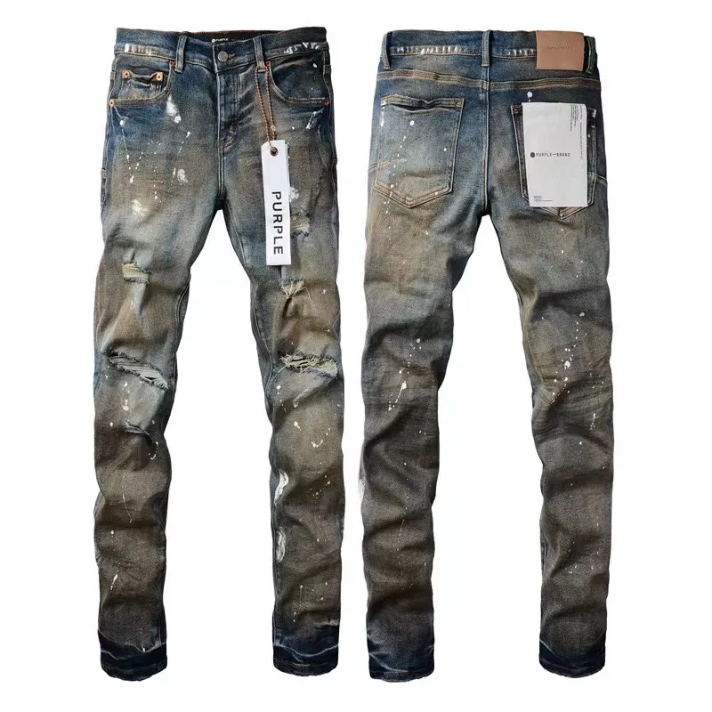 Jeans Man Designer Paarse Broek Slanke Rechte Denim voor Heren Print Stretch Casual Jean Mannen Skinny Broek Broeken Streetwear Denim