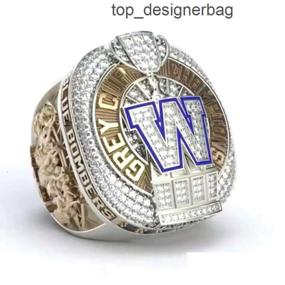 Anéis de cluster Winnipeg Blue Bombers Cfl Grey Cup Team Champions Championship Ring com caixa de madeira lembrança homens fã presente 2023