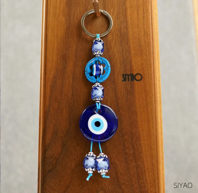 Anahtar Yüzükler L Türk Mavi Kötü Göz Şanslı Cam Kolye Yüzük Gözler Işık Tutucu Anahtarlık Damlası Teslimat Yydhome