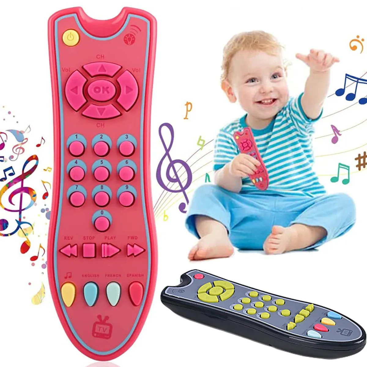Rattles Mobiles Musik Mobiltelefon TV Remote Control Baby Tidig utbildningsleksaker Electric Numbers English Learning Gift For Born 231121