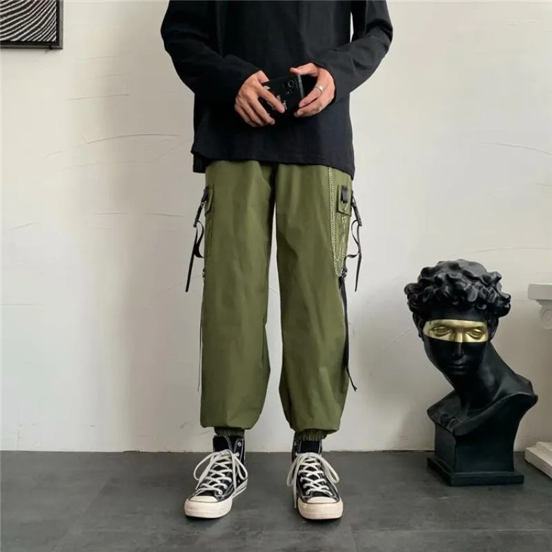 Herrenhose DEEPTOWN Techwear Cargo für Herren Schwarz Grün Jogging Haremshose Herren Lose Kausal Hip Hop Streetwear Bänder Mode