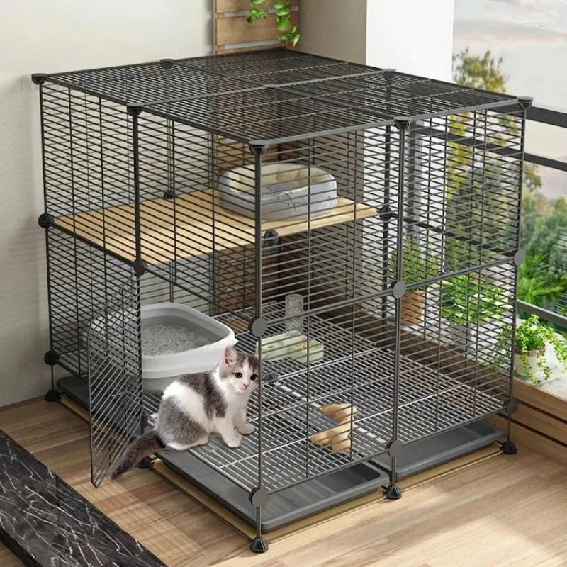 Porte-chats fer Art Cage maison intérieure Villa luxe respirant pour chats grand espace libre chaton multicouche litière maison