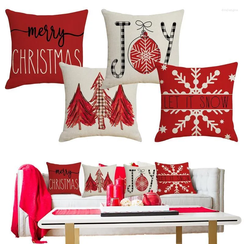 Pillow Case Christmas Throw Covers Holiday Cases Set Merry Cushion For Winter Home Couch Decor