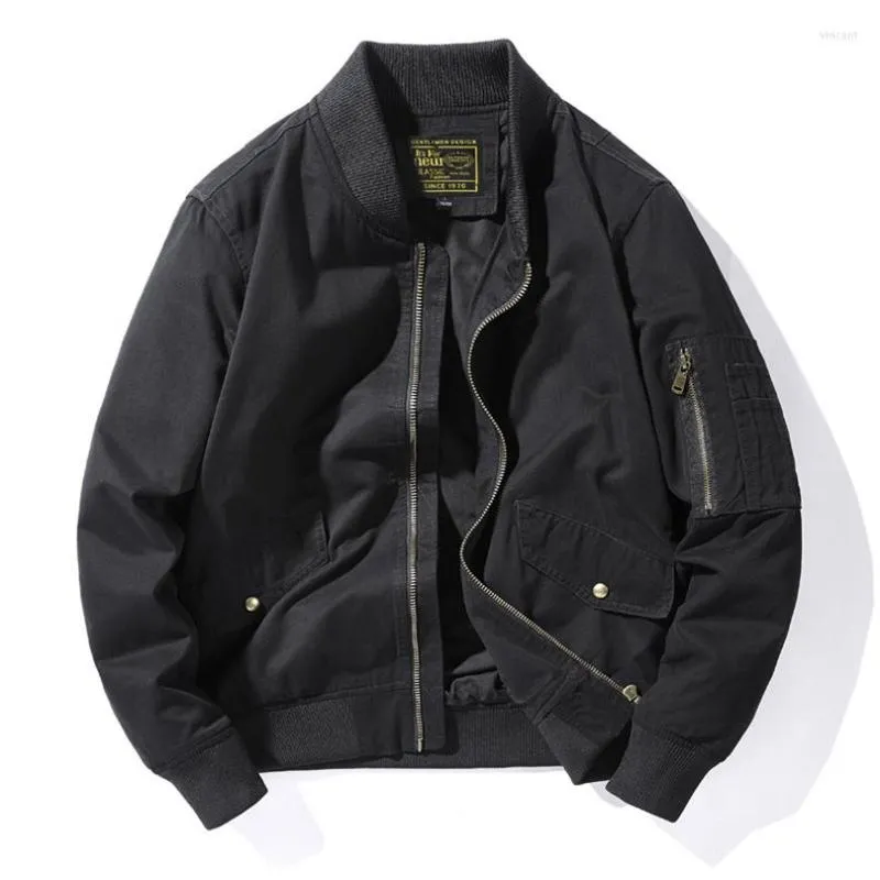 Jackets de jaquetas de algodão de algodão Homens de bombardeiro colaborador de carga grande de tamanho grande colar de gola sólida STREATE LONGO DO SLUVE 2023 Spring Autumn