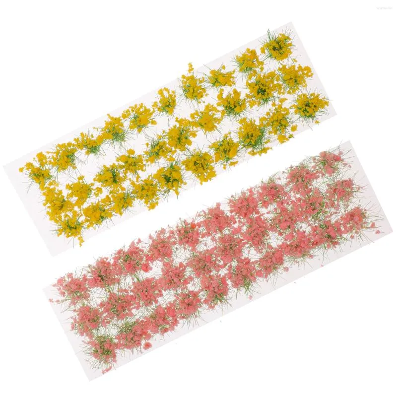 Decorative Flowers 2 Sheets Simulated Flower Tuft Model Cluster Ornament Diy Sand Table Decoration