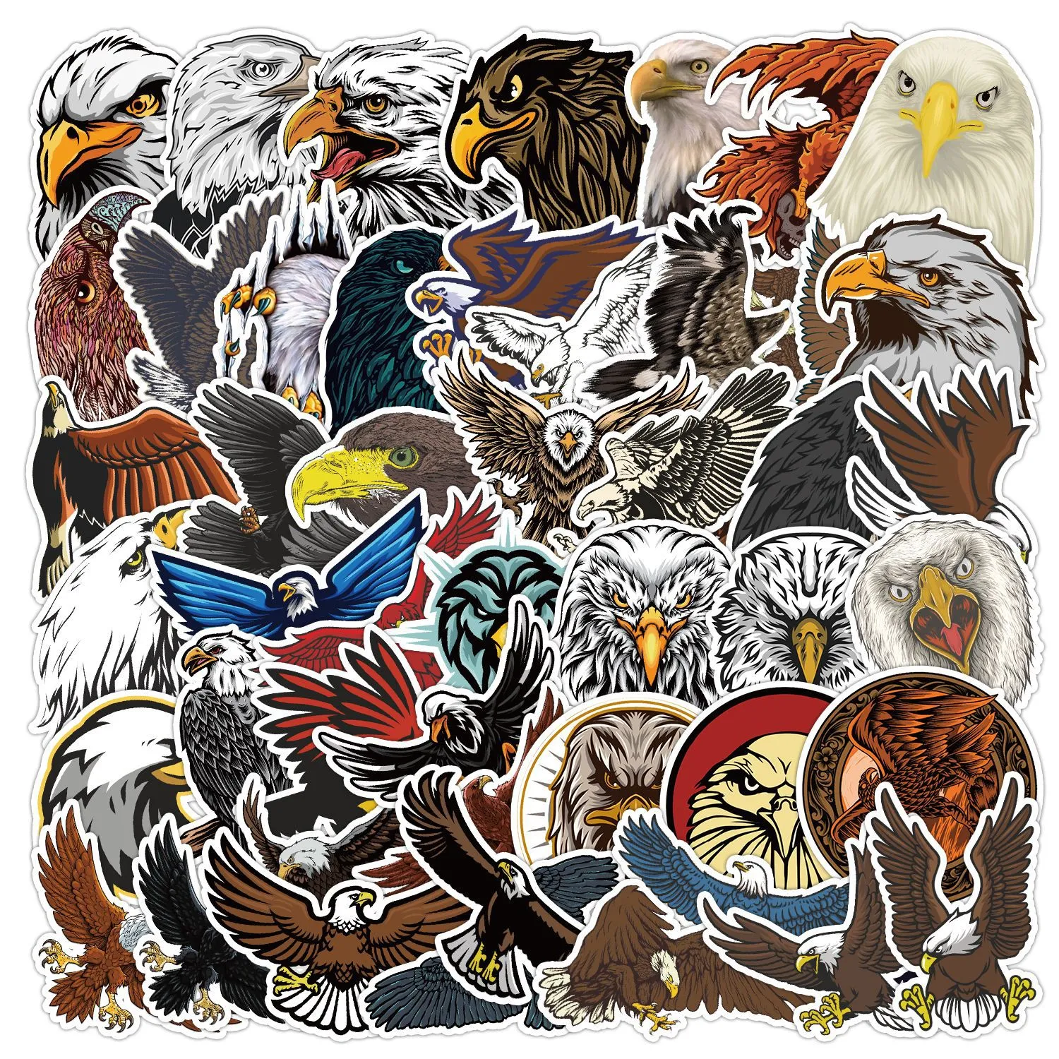 Pack med 50 st Partiale Eagle Stickers Waterproof No-Duplicate Water Bottle Notebook Skateboard Bagage Phone Case Car Decals Kids Toys Dropshipping