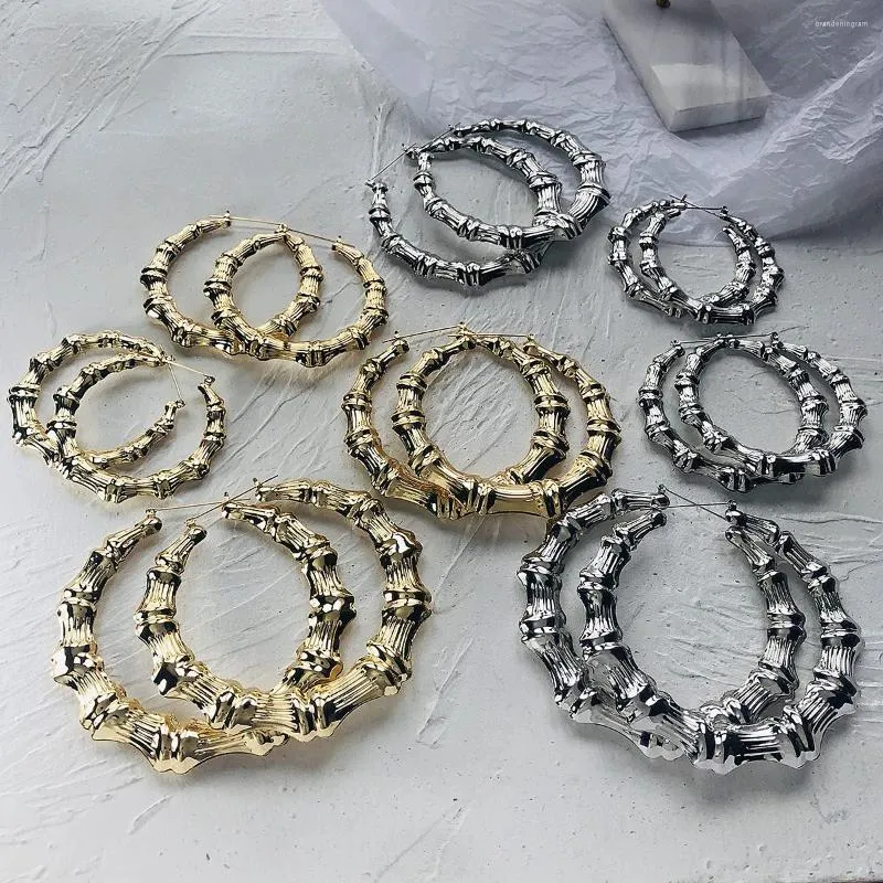 Hoop oorbellen LifeFontier Punk Gold Silver Color Circle Big 2023 Overdreven bamboe joint voor vrouwen Verklaring sieraden