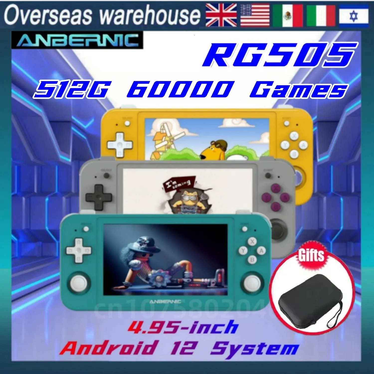 휴대용 게임 플레이어 Anbernic RG505 휴대용 레트로 핸드 헬드 게임 슈퍼 콘솔 비디오 미니 게임 플레이어 PSP 전자 게임 패드 231120