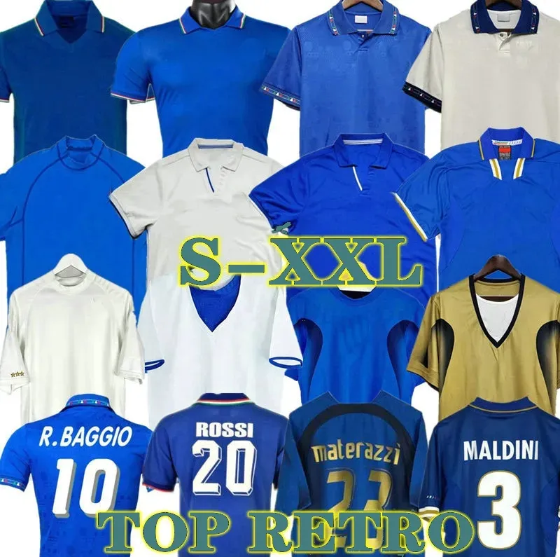 1998 Retro Baggio Maldini Soccer Jerseys Football 1990 1996 1982 Rossi Schillaci Totti Del Piero 2006 Pirlo Inzaghi Buffon Włochy Cannavaro