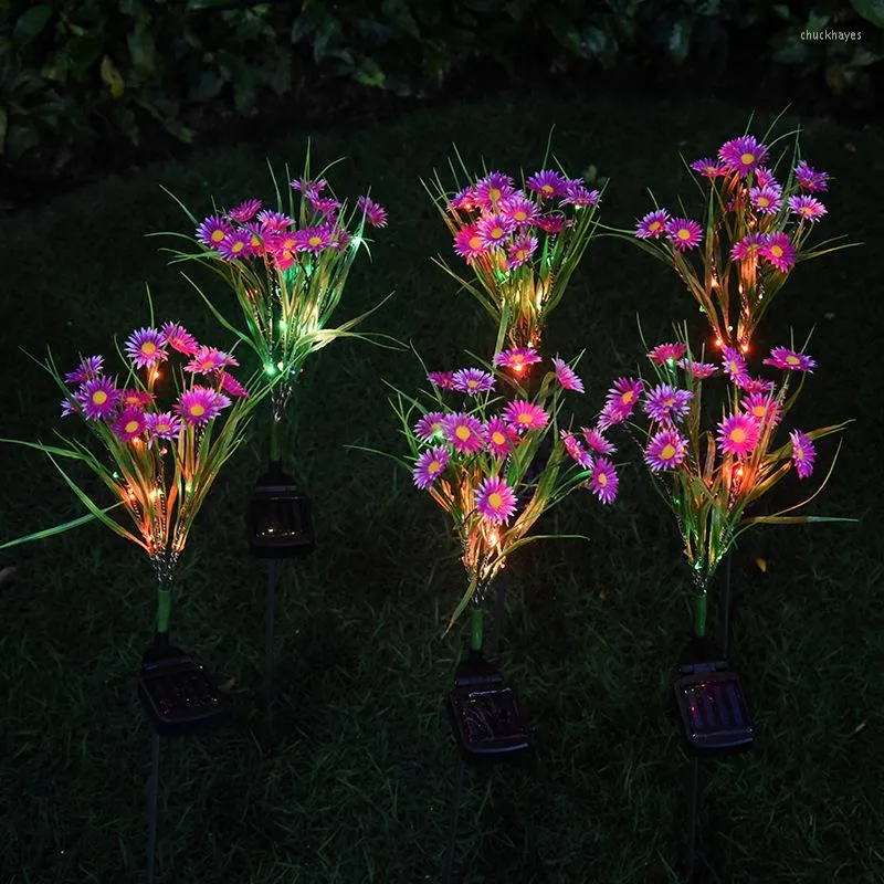 Lampadaire de chrysanthème sauvage de simulation de LED solaire pour la pelouse extérieure de décoration de jardin