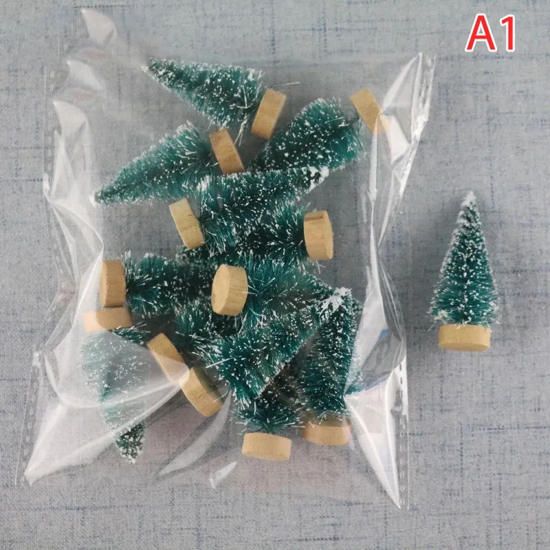 Christmas Decorations 12 Mini Tree Santa Claus Snow Decoration DIY Frost Village Year 231121