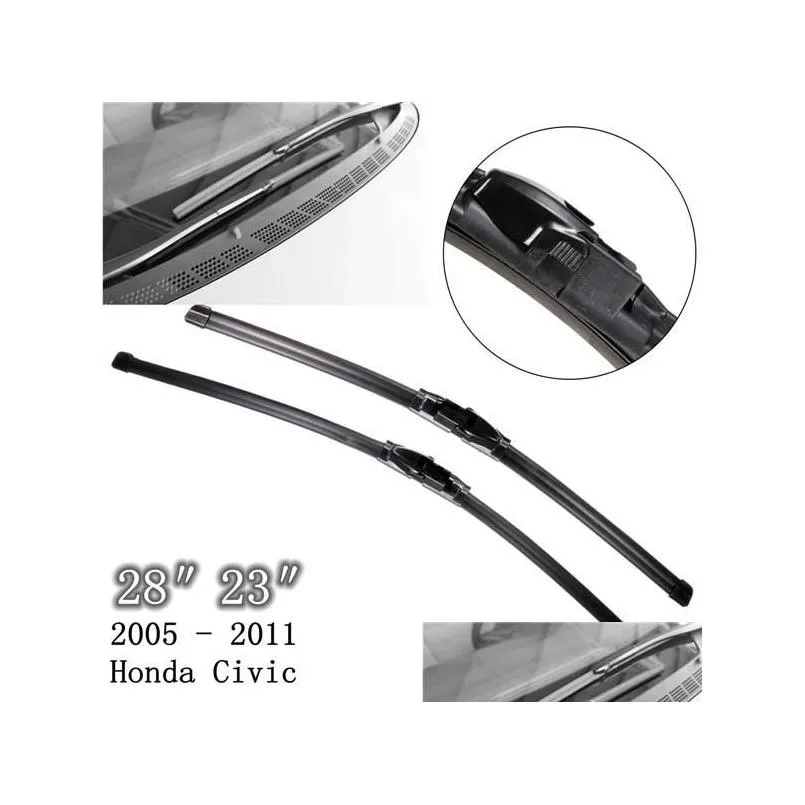 フロントガラスワイパーペアビークルフロント28 23 Windsn Wiper Blades for Honda Civic 2005 2006 2007 2008-2011 Drop Delivery Mobiles Motorc Dhu0w