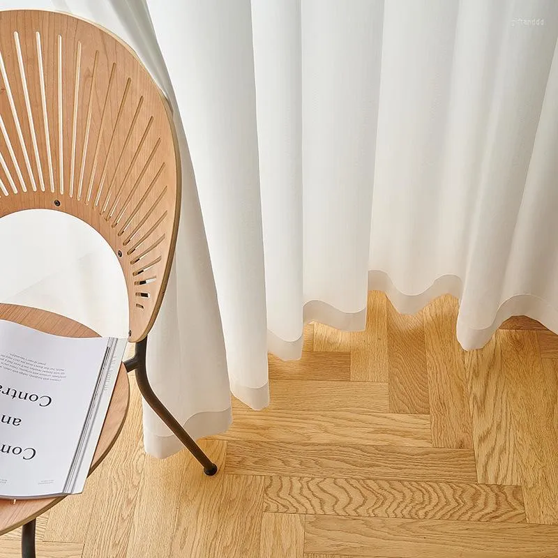 Cortinas de gaze branca transmitindo de cortina e tule de estar moderna simples nórdica para o quarto