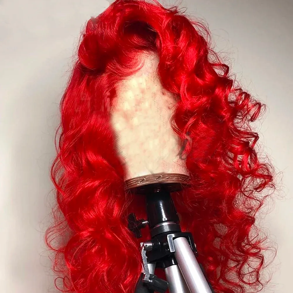 Brazilian Red Lace Front Wig 13X4 Curly Human Hair Wigs Hd Lace Wig Colored Deep Wave Synthetic Frontal Wig