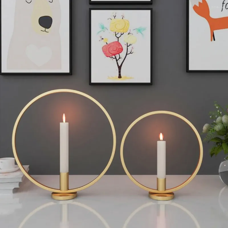 Candle Holders Holder Nordic Style Ring Shape Metal Iron Crafts Candlestick Table Ornaments Home Decor For Party Wedding Dining