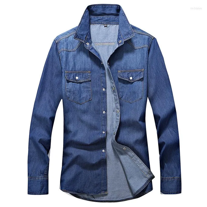Chemises décontractées pour hommes #4706 printemps 2023 Denim hommes à manches longues Slim Fit bleu coton homme haute qualité Jeans chemise mince M-3XL
