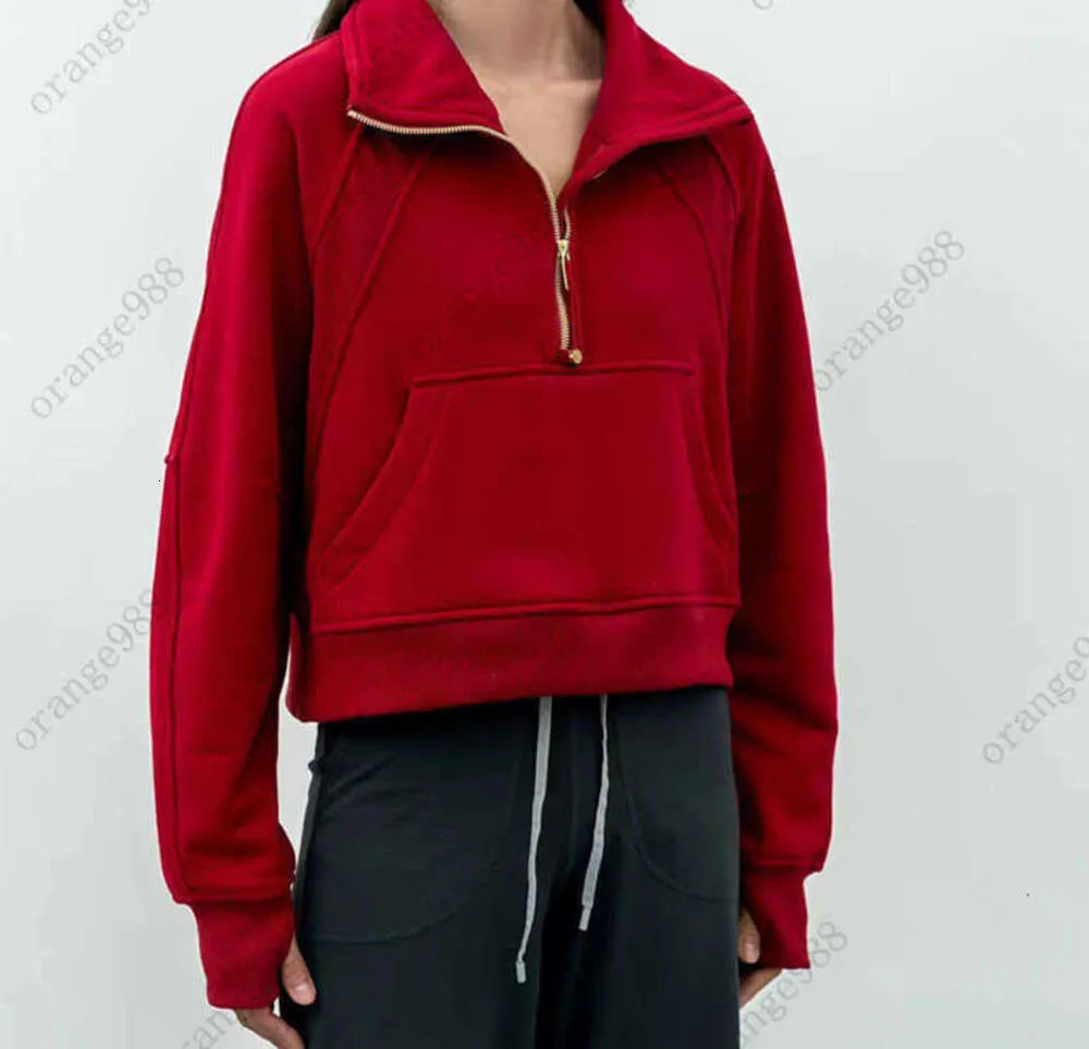 Tenues de yoga LU-99 Femmes Fitness Sweats à capuche Veste de course Dames Sport Demi-Sweat-shirt à glissière épais manteau de style court en vrac avec polaire 00