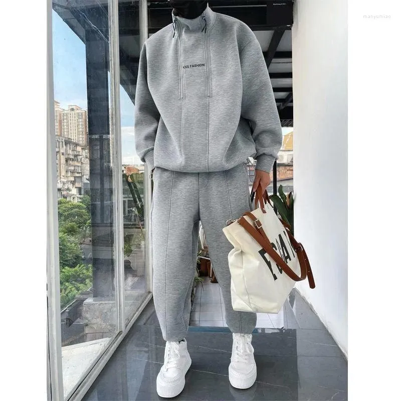 Mens Hip Hop Tracksuit Set Solid Color Grey Sweatsuit Mens For Running And Sports Wear From Manyumiao 23.8 DHgate.Com