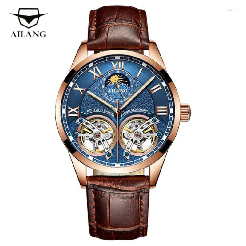 Montres-bracelets Design Original Montre Homme Double Tourbillon Automatique Mécanique Squelette Mode Casual Affaires HorlogeMontres-Bracelets