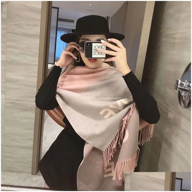 2022 winter poncho shawl cashmere c scarf for women fashion pashmina wraps thick warm female blanket foulard stole