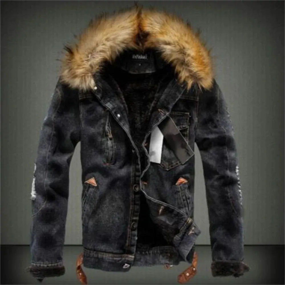 Erkek yün harmanları kış erkek denim ceket gündelik kalın sıcak jean dış giyim ceketleri sokak tarzı denim katlar erkek artı kadife kot pantolon 6xl 231117