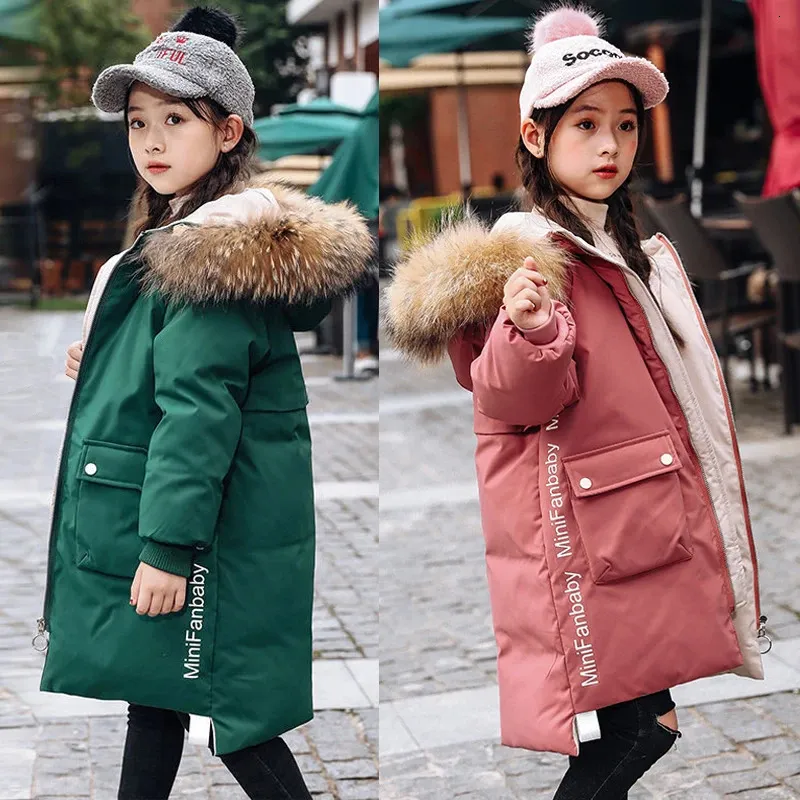 Down Coat 413 Years Teen Girls Keep Warm Winter Jackets For Fashion Fur Collar Hooded Long Parkas Snowsuit Children's Clothing 231121