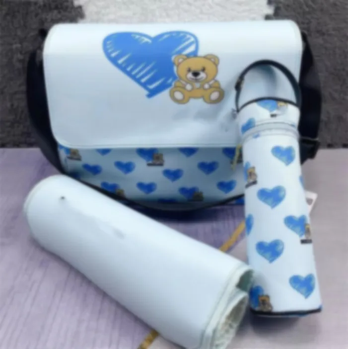2023 MOM Baby Diaper Bag 3-częściowy zestaw Paris Designerka Drukuj wielofunkcyjny zamek błyskawiczny HAPP MAP JEDNO TORB TOMAM MOM I DRUPA KREATYWA