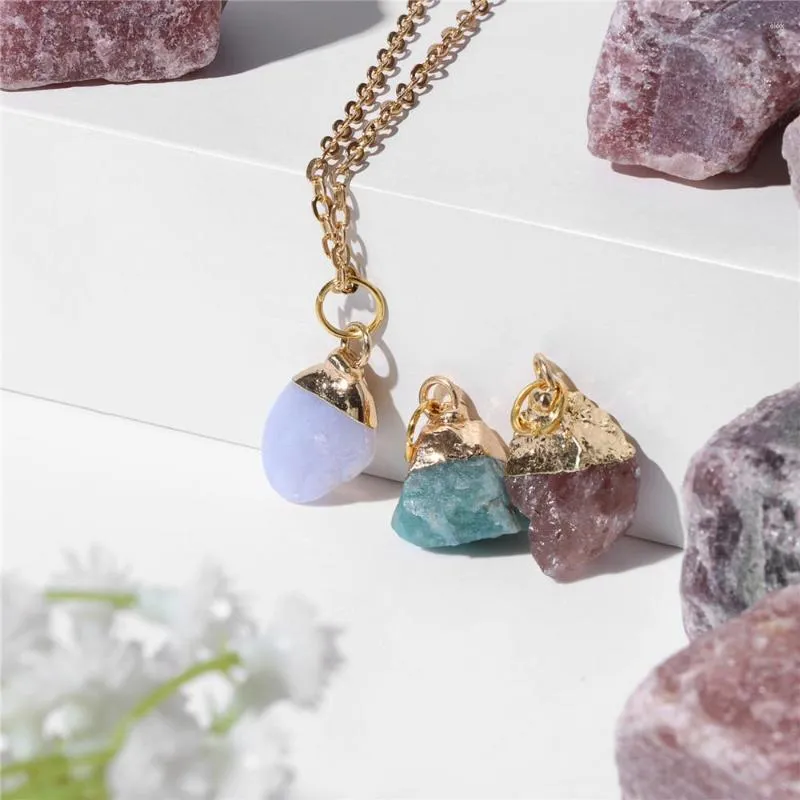 Chains Healing Reiki Necklace Stone Replaceable Pendant For Women Irregular Quartz Pendulum Necklaces Set Jewelry Female Gift