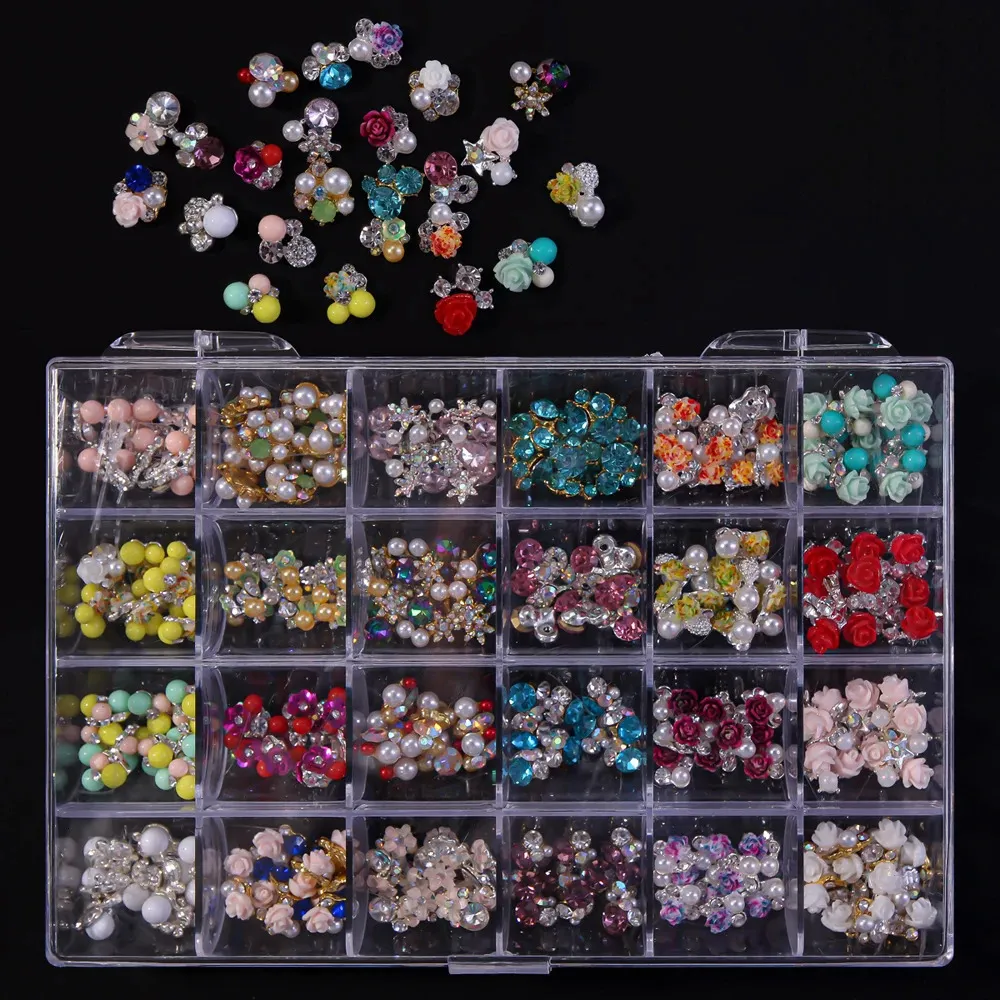 UR SUGAR 12 Grids/Box Colorful Crystals Nail Art Rhinestones Acrylic Nail  Stones Flat Back Shiny Tips 3D Nails Art Decorations | Lazada PH