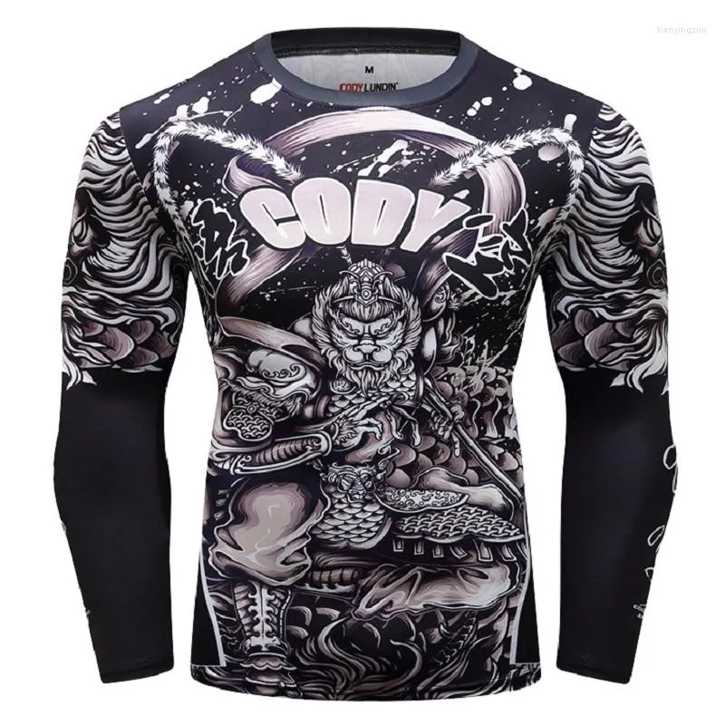 Camisetas masculinas Cody Lundin Men Manga longa Tattoo camisa jiu jitsu gi mma tshirt masculino poliéster kickboxing esportes camisetas sublimadas