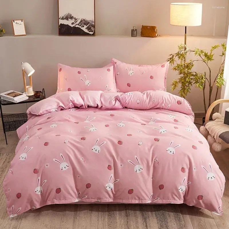 Ensembles de literie JBTP Motif de dessin animé 4 pièces Drap plat Housse de couette Taie d'oreiller Lit familial Ensemble pour enfants