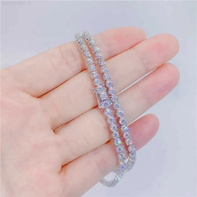 3 mm breedte Moissanite Iced out sieraden voor vrouwelijke mannen Sterling Silver Diamond Bracelet ketting tennisketen 925