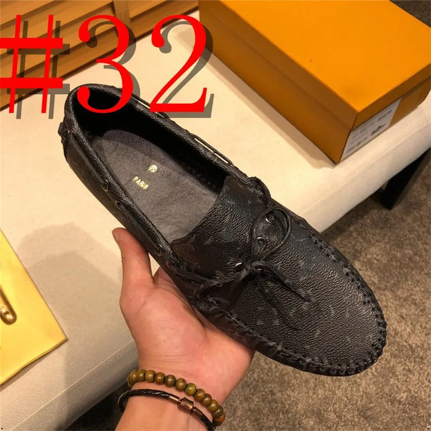 40Model Men Casual Genuine Leather Hand-stitched Designer Brand High Quality Soft Loafers Leisure Party Moccasins Light Driving Handsome Mature
