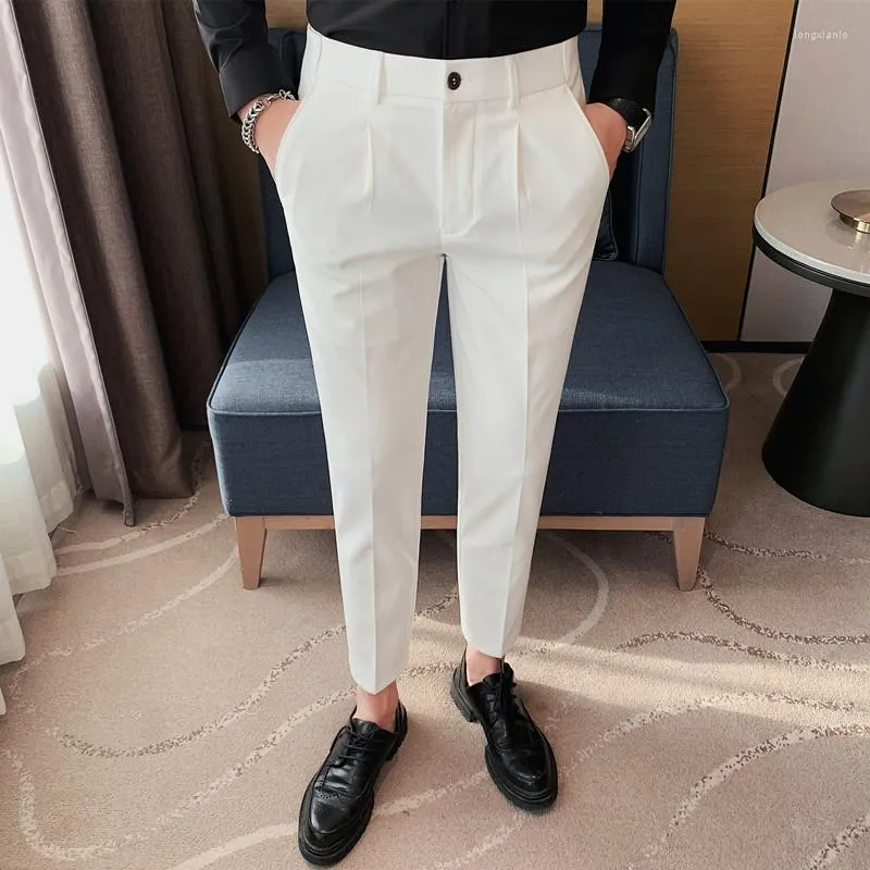 Men's Slim-Fit Cropped Suit Pants Nine-Point Length Flat Front Zipper Fly  for Office and Leisure from Dhgate Men's Suits & Blazers - price 59.05