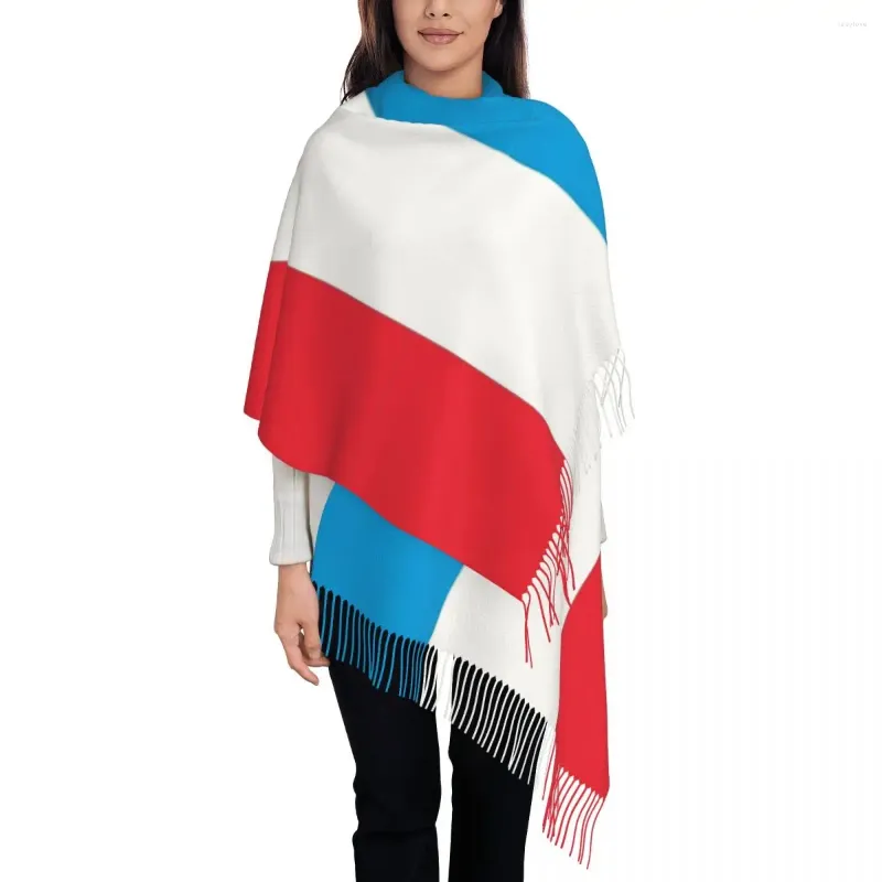 Lenços femininos cachecol de borla bandeira de Luxemburgo grande inverno quente xale e envoltório desgaste diário pashmina